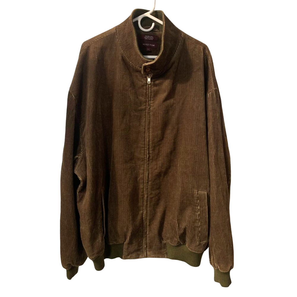 Vintage Nordstrom Men's Corduroy Bomber Jacket Size XLL Brown Full Zip Retro